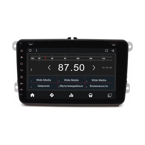 Штатная магнитола VW, Skoda, Seat овальная универсальная Wide Media WM-VS8A803NB-2/32