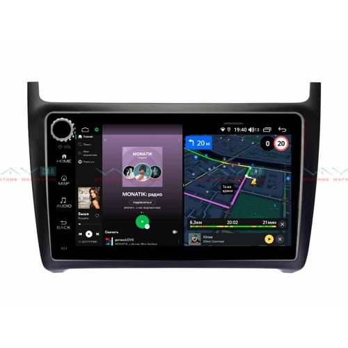 Штатная магнитола VAYCAR 09V4R 4/64 ГБ крутилки для Volkswagen Polo 5 2009-2019 на Android 10.0