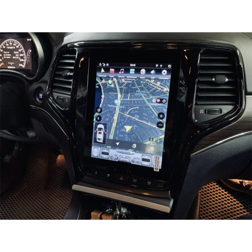 Магнитола Тесла CarMedia ZF-1217B-DSP Tesla-Style для Jeep Grand Cherokee 2013+ (рамка цвет: черная) на Android 9.0