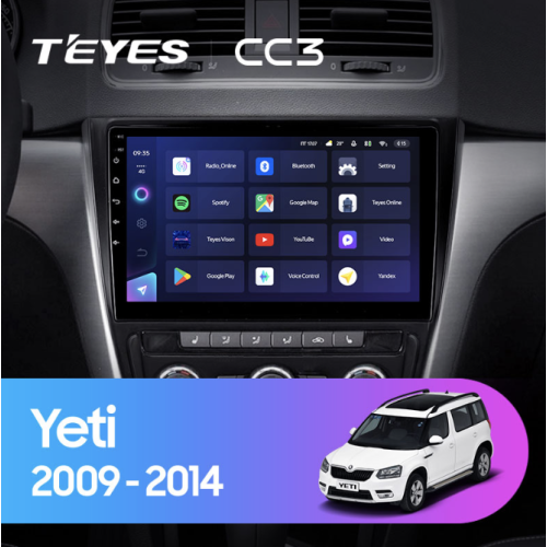 Штатная магнитола Teyes CC3 3/32 GB для Skoda Yeti 5L 2009-2014 на Android 10.0