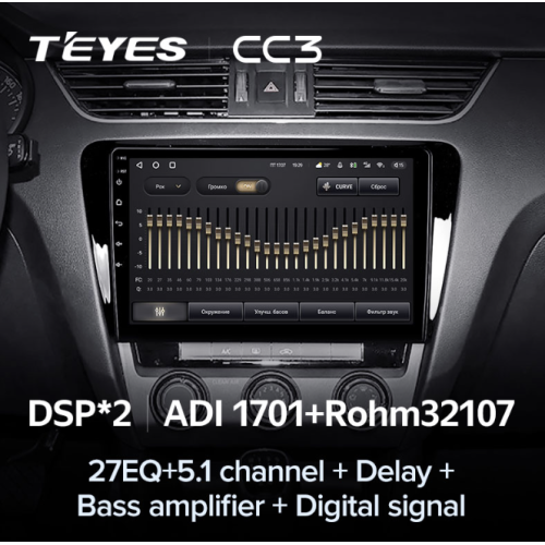 Штатная магнитола Teyes CC3 4/64 ГБ для Skoda Octavia III (A7) 2013-2018 на Android 10.0