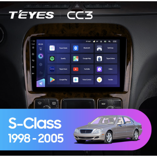 Штатная магнитола Teyes CC3 4/64 ГБ для Mercedes Benz S-class (W220) 1998-2005 на Android 10.0