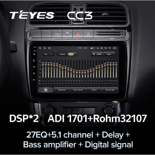 Штатная магнитола Teyes CC3 4/64 ГБ для Volkswagen Polo 5 2009-2019 на Android 10.0