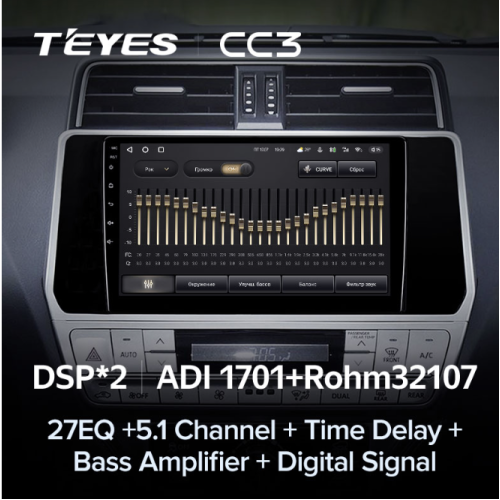 Штатная магнитола Teyes CC3 3/32 GB для Toyota Land Cruiser Prado 150 2013-2017 на Android 10.0