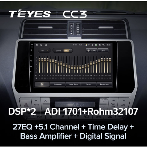 Штатная магнитола Teyes CC3 4/64 ГБ для Toyota Land Cruiser Prado 150 2017-2020 на Android 10.0