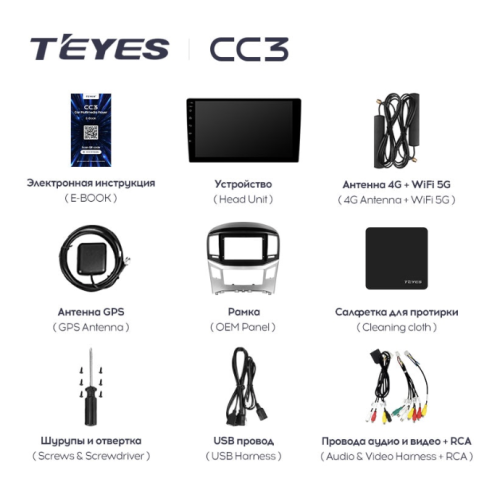 Штатная магнитола Teyes CC3 3/32 GB для Hyundai H1 Starex II 2016-2022 на Android 10.0