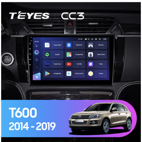 Штатная магнитола Teyes CC3 4/64 для Zotye T600 на Android 10.0