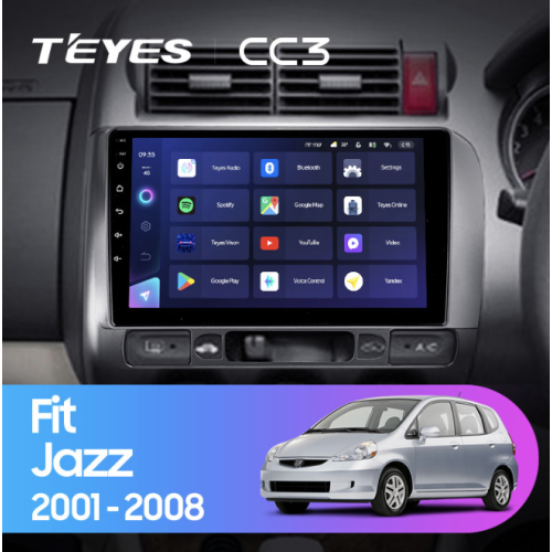 Штатная магнитола Teyes CC3 3/32 GB для Honda Fit, Jazz 2001 - 2007 на Android 10.0