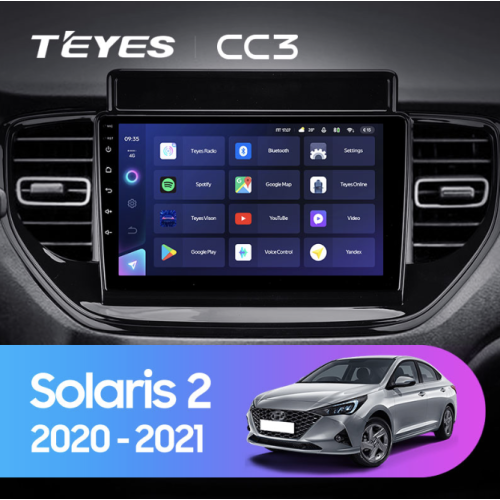 Штатная магнитола Teyes CC3 4/64 ГБ для Hyundai Solaris 2020+ на Android 10.0