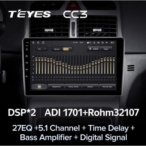 Штатная магнитола Teyes CC3 4/64 ГБ для Peugeot 307 I 2001-2008 на Android 10.0