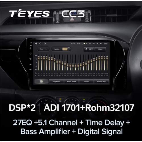 Штатная магнитола Teyes CC3 4/64 ГБ для Toyota Hilux 2015-2020 на Android 10.0
