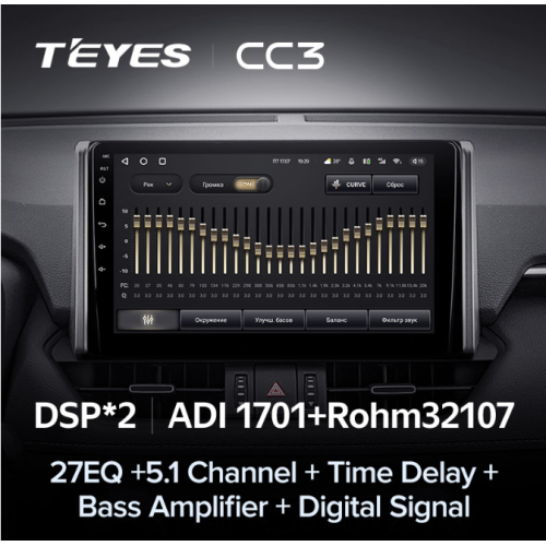 Штатная магнитола Teyes CC3 4/64 ГБ для Toyota RAV4 (XA50) 2018-2024 на Android 10.0