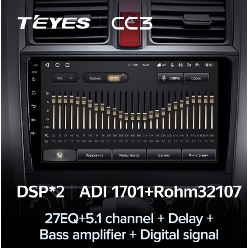 Штатная магнитола Teyes CC3 6/128 ГБ для Honda CR-V 2007-2012 на Android 10.0