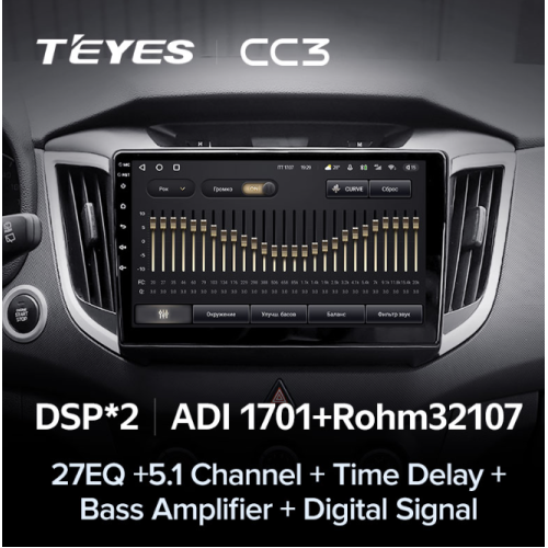 Штатная магнитола Teyes CC3 6/128 ГБ для Hyundai Creta 2016-2021 на Android 10.0