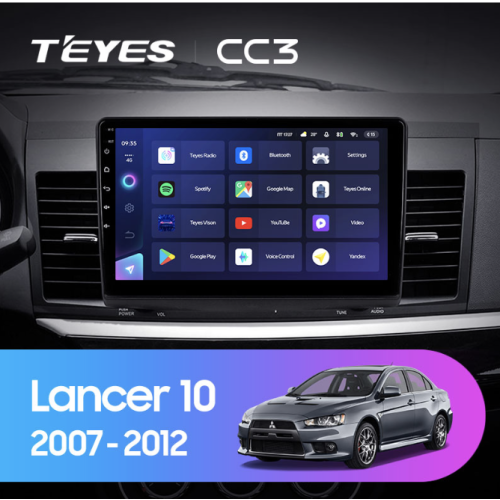 Штатная магнитола Teyes CC3 6/128 ГБ для Mitsubishi Lancer X 2007-2012 на Android 10.0