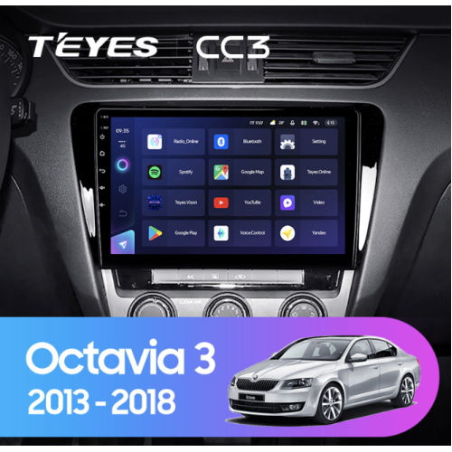 Штатная магнитола Teyes CC3 6/128 ГБ для Skoda Octavia III (A7) 2013-2018 на Android 10.0