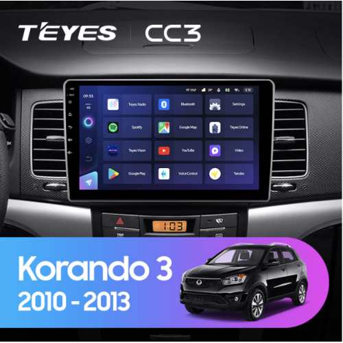Автомагнитола Teyes CC3 6/128 ГБ для SsangYong Actyon, Korando 2010-2013 на Android 10.0