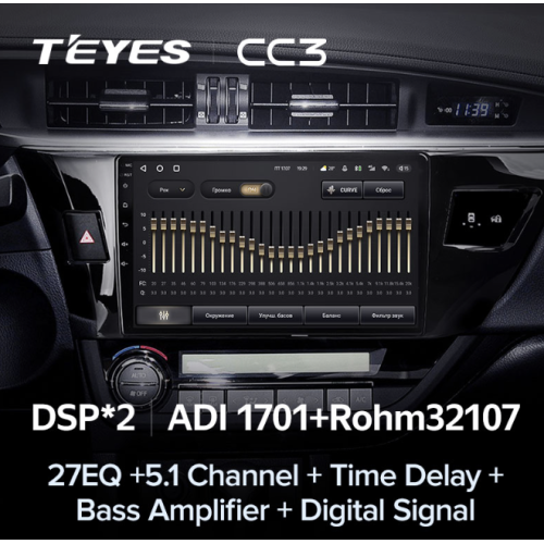 Штатная магнитола Teyes СС3 6/128 ГБ для Toyota Corolla XI 2013-2015 на Android 10.0