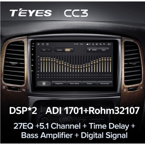 Штатная магнитола Teyes CC3 6/128 ГБ для Toyota Land Cruiser 100 2002-2007 на Android 10.0