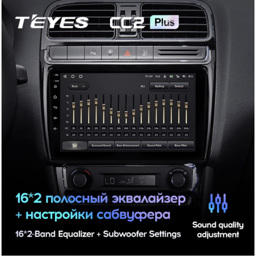Штатная магнитола Teyes CC2 Plus 3/32 ГБ для Volkswagen Polo 5 2009-2019 на Android 10.0
