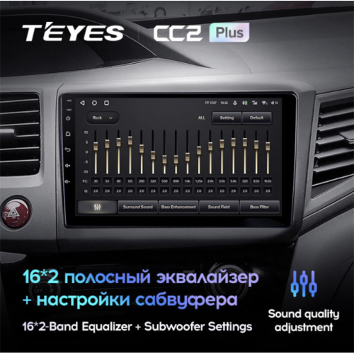 Штатная магнитола Teyes CC2 Plus 3/32 ГБ для Honda Civic 2012-2015 на Android 10.0