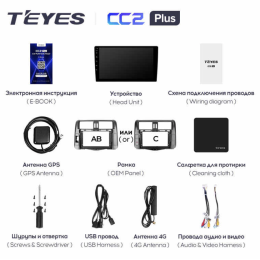 Штатная магнитола Teyes CC2 Plus 3/32 ГБ для Toyota Land Cruiser Prado 150 2009-2013 на Android 10.0
