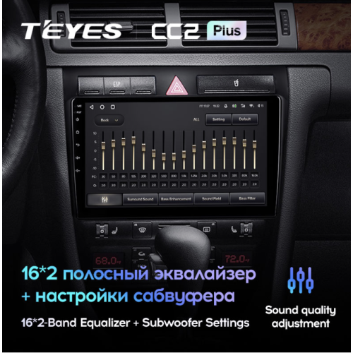 Штатная магнитола Teyes CC2 Plus 6/128 ГБ для Audi A6 II (C5) 1998-2006 на Android 10.0