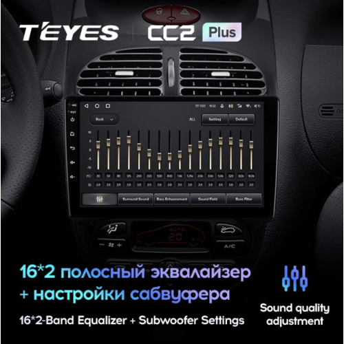 Штатная магнитола Teyes CC2 Plus 6/128 ГБ для Peugeot 206 1998-2012 на Android 10.0