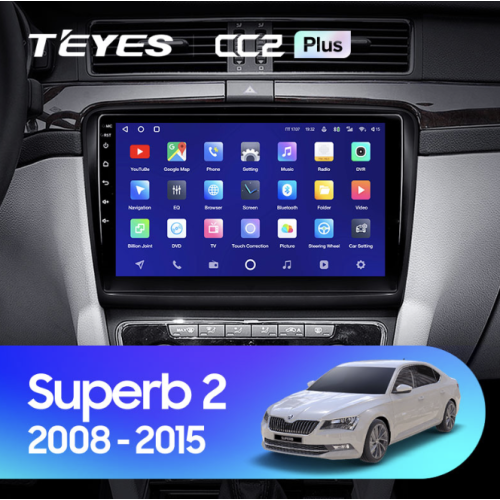 Штатная магнитола Teyes CC2 Plus 6/128 ГБ для Skoda Superb II (B6) 2008-2015 на Android 10.0