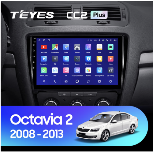 Штатная магнитола Teyes CC2 Plus 6/128 ГБ для Skoda Octavia II (A5) 2004-2013 на Android 10.0