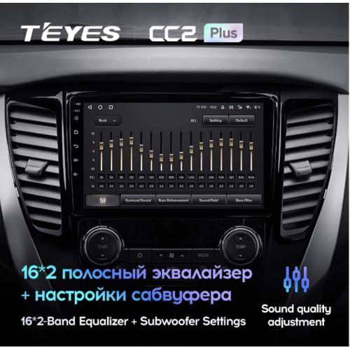 Штатная магнитола Teyes CC2 Plus 6/128 ГБ для Mitsubishi Pajero Sport III 2015-2021 на Android 10.0