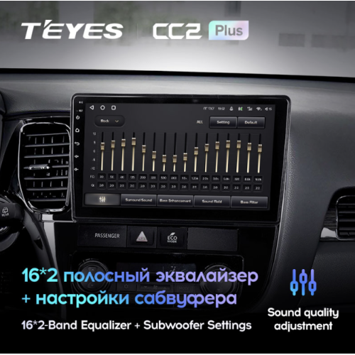 Штатная магнитола Teyes CC2 Plus 6/128 ГБ для Mitsubishi Outlander III 2013-2020 на Android 10.0