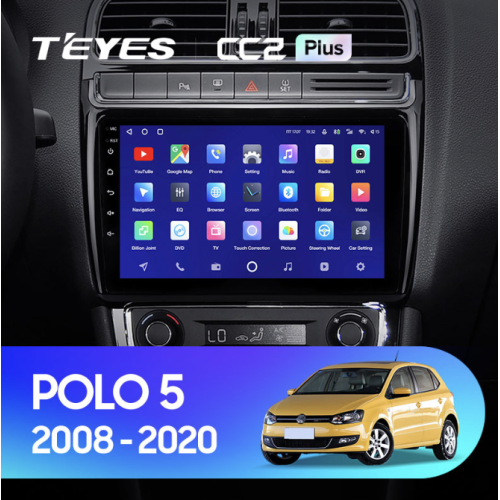 Штатная магнитола Teyes CC2 Plus 6/128 ГБ для Volkswagen Polo 5 2009-2019 на Android 10.0