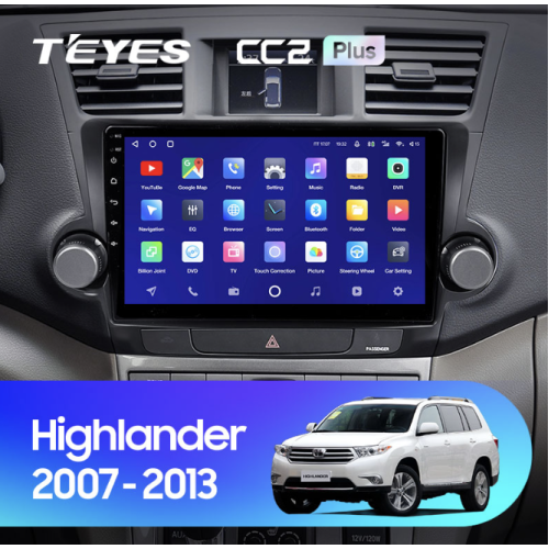 Штатная магнитола Teyes CC2 Plus 6/128 ГБ для Toyota Highlander (U40) 2007-2013 на Android 10.0
