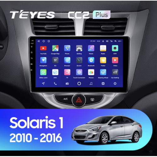 Штатная магнитола Teyes CC2 Plus 6/128 ГБ для Hyundai Solaris I 2011-2017 на Android 10.0