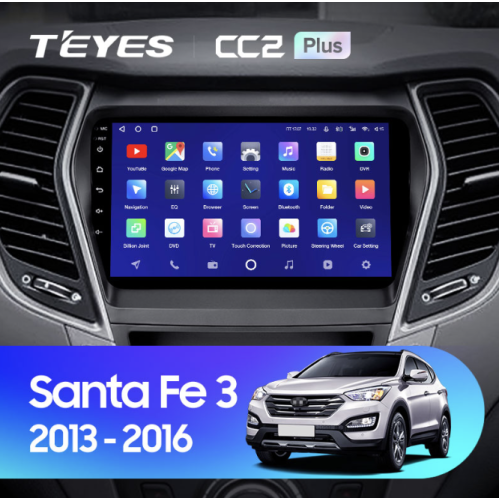 Штатная магнитола Teyes CC2 Plus 6/128 ГБ для Hyundai Santa Fe III 2012-2019 на Android 10.0