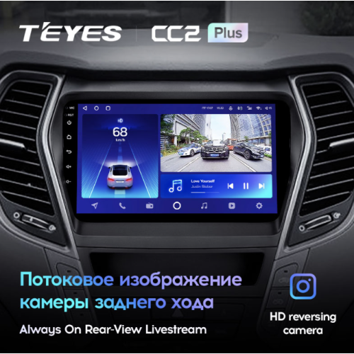 Штатная магнитола Teyes CC2 Plus 6/128 ГБ для Hyundai Santa Fe III 2012-2019 на Android 10.0