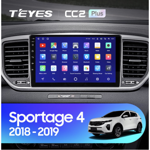 Штатная магнитола Teyes CC2 Plus 6/128 ГБ для KIA Sportage IV 2018-2022 на Android 10.0
