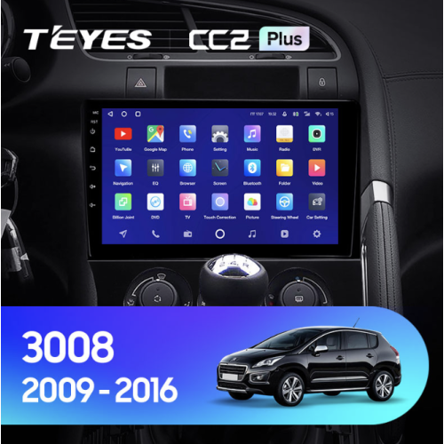 Штатная магнитола Teyes CC2 Plus 6/128 ГБ для Peugeot 3008 I, 5008 I 2009-2016 кондиционер на Android 10.0