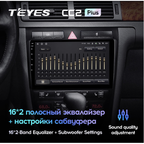 Штатная магнитола Teyes CC2 Plus 4/64 ГБ для Audi A6 II (C5) 1998-2006 на Android 10.0