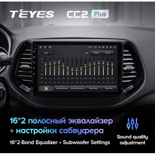 Штатная магнитола Teyes CC2 Plus 4/64 ГБ для Jeep Compass II 2017-2024 на Android 10.0