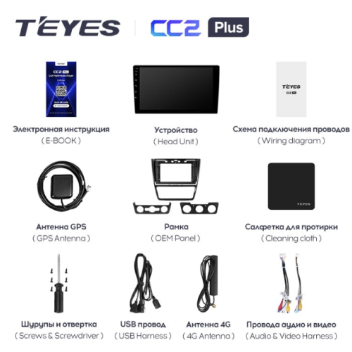 Штатная магнитола Teyes CC2 Plus 4/64 ГБ для Skoda Yeti 5L 2009-2014 на Android 10.0