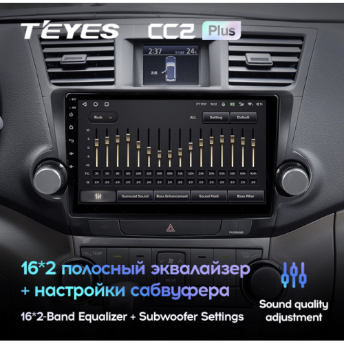 Штатная магнитола Teyes CC2 Plus 4/64 ГБ для Toyota Highlander (U40) 2007-2013 на Android 10.0