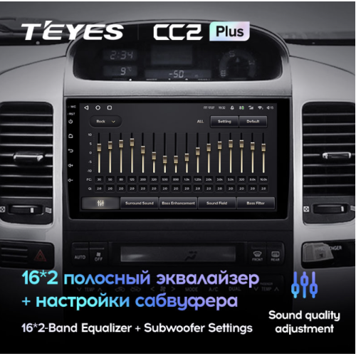 Штатная магнитола Teyes CC2 Plus 4/64 ГБ для Toyota Land Cruiser Prado 120 2002-2009 на Android 10.0