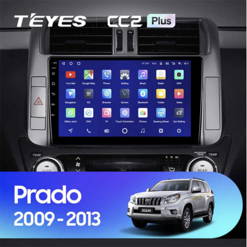 Штатная магнитола Teyes CC2 Plus 4/64 ГБ для Toyota Land Cruiser Prado 150 2009-2013 на Android 10.0
