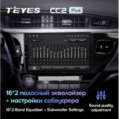 Штатная магнитола Teyes CC2 Plus 4/64 ГБ для Toyota Corolla XI 2013-2015 на Android 10.0
