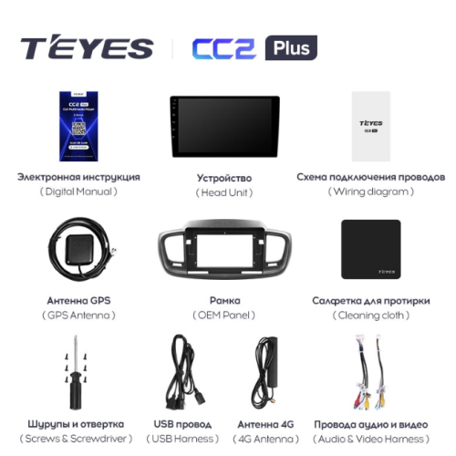Штатная магнитола Teyes CC2 Plus 4/64 ГБ для Kia Sorento III Prime 2015-2020 на Android 10.0