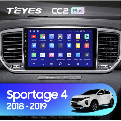 Штатная магнитола Teyes CC2 Plus 4/64 ГБ для KIA Sportage IV 2018-2022 на Android 10.0