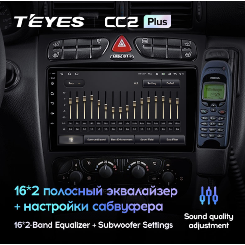 Штатная магнитола Teyes CC2 Plus 4/64 ГБ для Mercedes Benz C-class (W203) 2000-2004 на Android 10.0