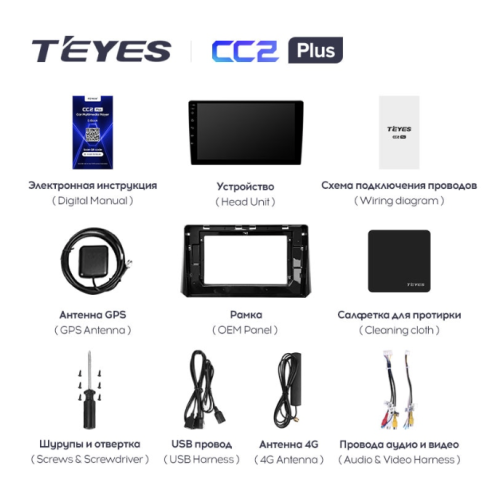 Штатная магнитола Teyes CC2 Plus 4/64 ГБ для Toyota Corolla XII 2019-2025 на Android 10.0